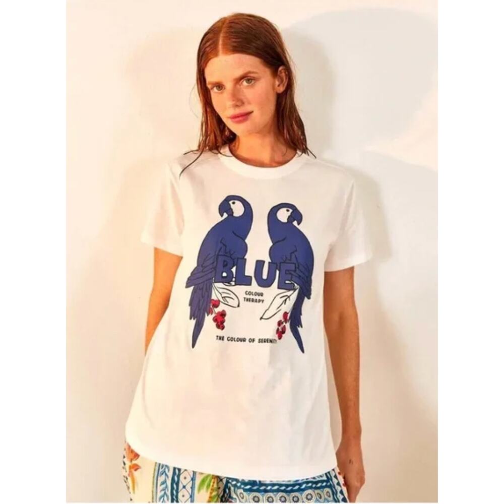 FARM RIO Graphic Tee Color Therapy Blue Serenity Small NWT